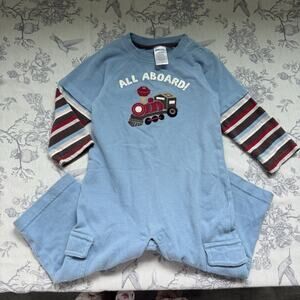 VTG 2007 GYMBOREE All Aboard Retro Striped Long Sleeve Pants Romper 18-24 Month